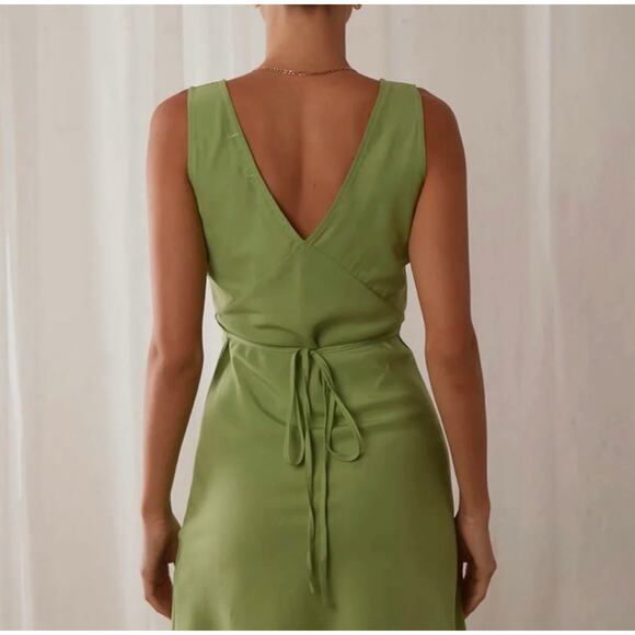 Peppermayo Audrey Vintage Slip Dress Size 6 Green V-Neck A Line Soft Coquette - Picture 2 of 10